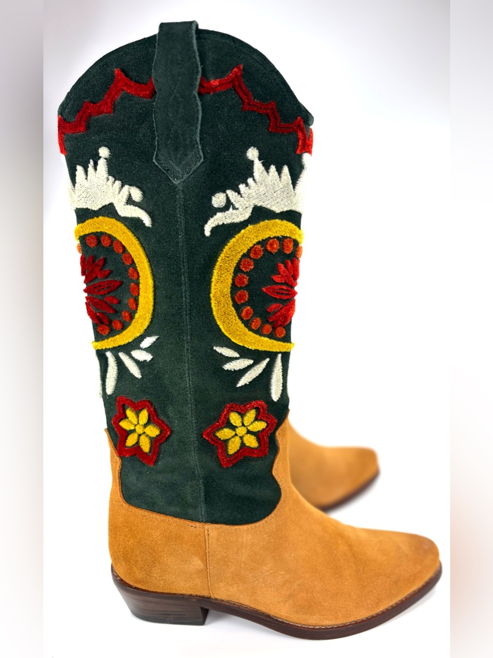 Free People Roundhouse Stitch Embroidered Suede Western Boots EU 36 NWOT - Picture 6 of 13